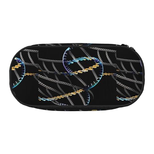 BREAUX Federmäppchen mit DNA-Kettenaufdruck, 300D-Oxford-Stoff, Doppelkopf-Reißverschluss, Kosmetik- und Organizer von BREAUX