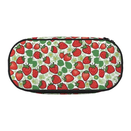 BREAUX Federmäppchen mit Erdbeermuster, 300D-Oxford-Stoff, Doppelkopf-Reißverschluss, Kosmetik- und Organizer von BREAUX