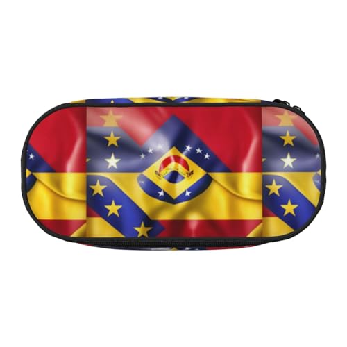 BREAUX Federmäppchen mit Flagge von Venezuela, 300D-Oxford-Stoff, Doppelkopf-Reißverschluss, Kosmetik- und Organizer von BREAUX