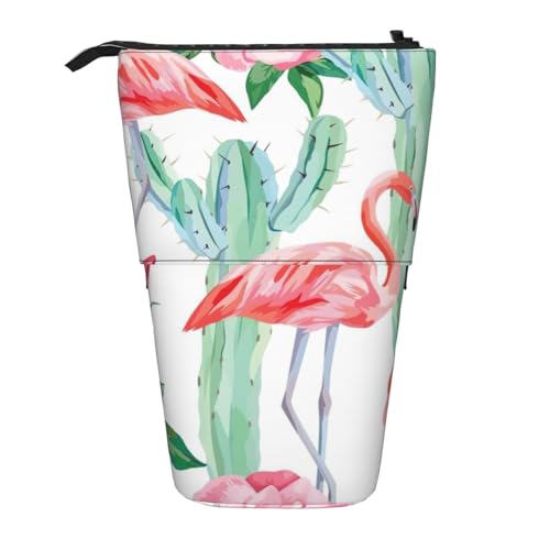 BREAUX Federmäppchen mit Kaktus-Flamingo-Rosen-Motiv, vertikal, einziehbar, modische Geldbörse, multifunktionale Aufbewahrungstasche von BREAUX