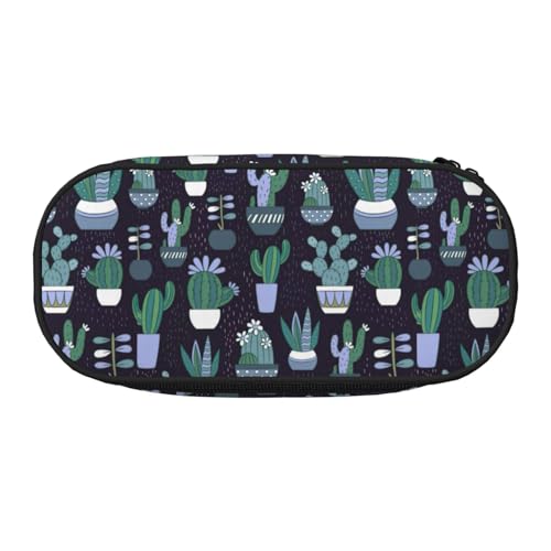 BREAUX Federmäppchen mit Kaktus- und Sukkulenten-Druck, 300D-Oxford-Stoff, Doppelkopf-Reißverschluss, Kosmetik und Organizer von BREAUX