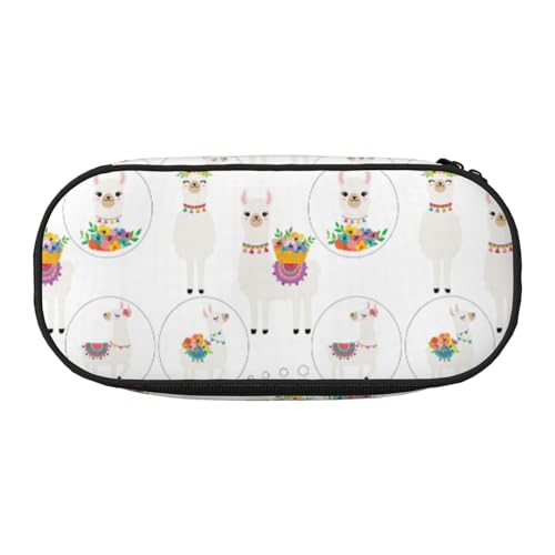 BREAUX Federmäppchen mit Lama-Druck, 300D-Oxford-Stoff, Doppelkopf-Reißverschluss, Kosmetik- und Organizer von BREAUX