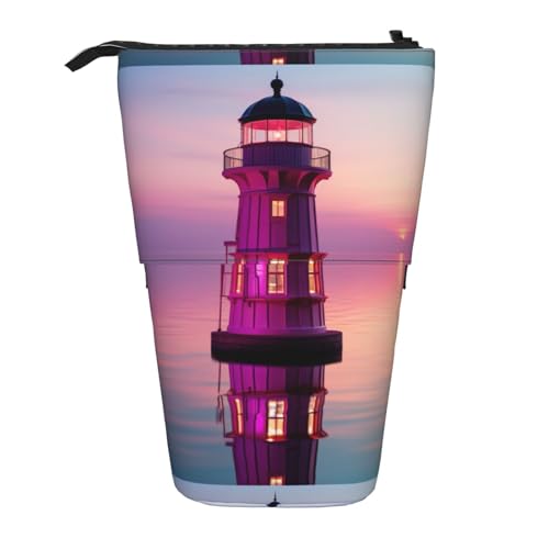 BREAUX Federmäppchen mit Leuchtturm-Druck, vertikal, einziehbar, modische Geldbörse, multifunktionale Aufbewahrungstasche von BREAUX