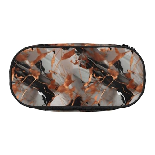 BREAUX Federmäppchen mit Marmor-Textur, Kupferspritzer-Druck, 300D-Oxford-Stoff, Doppelkopf-Reißverschluss, Kosmetik- und Organizer von BREAUX