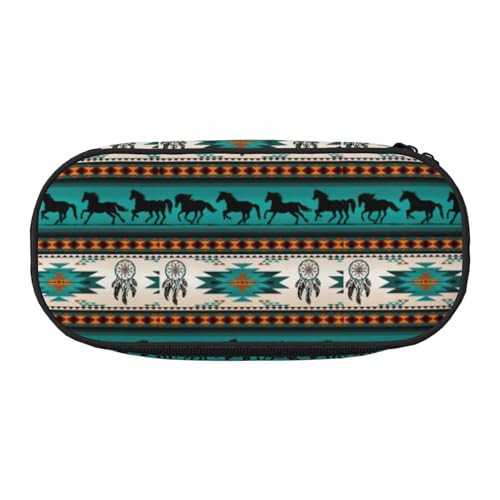 BREAUX Federmäppchen mit Pferdestreifenmuster, 300D-Oxford-Stoff, Doppelkopf-Reißverschluss, Kosmetik- und Organizer von BREAUX