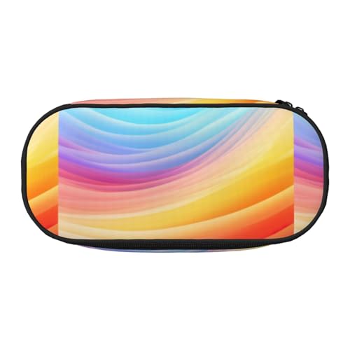 BREAUX Federmäppchen mit Regenbogen-Muster, 300D-Oxford-Stoff, Doppelkopf-Reißverschluss, Kosmetik- und Organizer von BREAUX