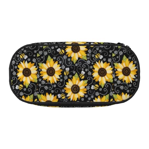 BREAUX Federmäppchen mit Sonnenblumen-Motiv, 300D-Oxford-Stoff, Doppelkopf-Reißverschluss, Kosmetik- und Organizer von BREAUX