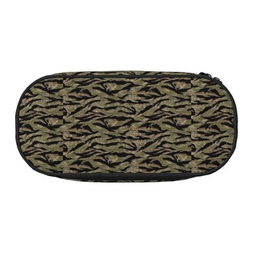 BREAUX Federmäppchen mit Tigerstreifen, Camouflage-Druck, 300D-Oxford-Stoff, Doppelkopf-Reißverschluss, Kosmetik- und Organizer von BREAUX