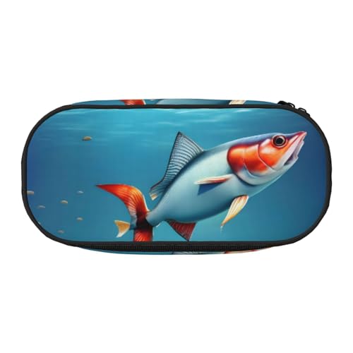 BREAUX Federmäppchen mit fliegenden Fischen im Ozean, 300D-Oxford-Stoff, Doppelkopf-Reißverschluss, Kosmetik- und Organizer von BREAUX