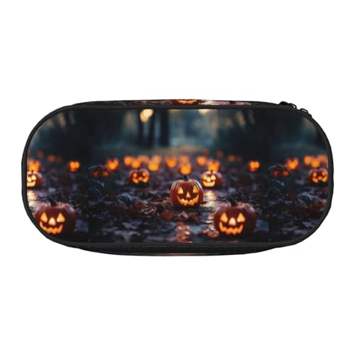 BREAUX Federmäppchen mit fröhlichem Halloween-Druck, 300D-Oxford-Stoff, Doppelkopf-Reißverschluss, Kosmetik- und Organizer von BREAUX