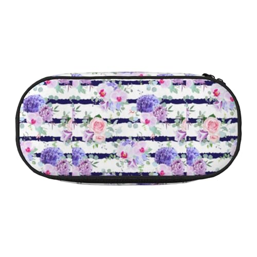 BREAUX Federmäppchen mit gestreiftem Sukkulenten-Druck, 300D-Oxford-Stoff, Doppelkopf-Reißverschluss, Kosmetik- und Organizer von BREAUX