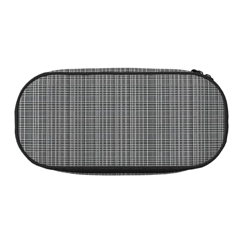 BREAUX Federmäppchen mit grauem Karomuster, 300D-Oxford-Stoff, Doppelkopf-Reißverschluss, Kosmetik- und Organizer von BREAUX