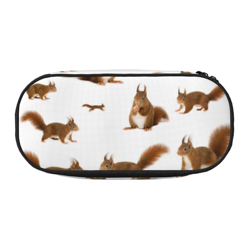 BREAUX Federmäppchen mit niedlichem Eichhörnchen-Druck, 300D-Oxford-Stoff, Doppelkopf-Reißverschluss, Kosmetik- und Organizer von BREAUX