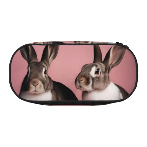 BREAUX Federmäppchen mit niedlichem Kaninchen-Druck, 300D-Oxford-Stoff, Doppelkopf-Reißverschluss, Kosmetik- und Organizer von BREAUX