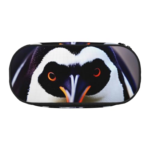 BREAUX Federmäppchen mit niedlichem Pinguin-Kopf-Druck, 300D-Oxford-Stoff, Doppelkopf-Reißverschluss, Kosmetik und Organizer von BREAUX