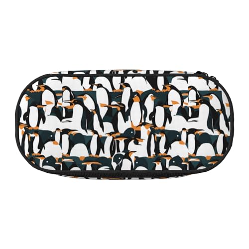 BREAUX Federmäppchen mit niedlichem Pinguin-Tiermuster, 300D-Oxford-Stoff, Doppelkopf-Reißverschluss, Kosmetik und Organizer von BREAUX