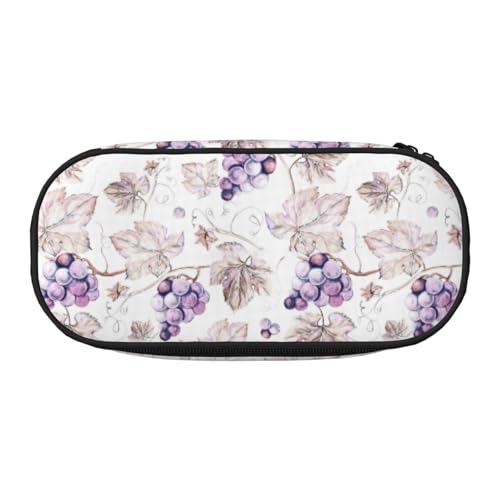 BREAUX Federmäppchen mit schönem Traubenblatt-Druck, 300D-Oxford-Stoff, Doppelkopf-Reißverschluss, Kosmetik- und Organizer von BREAUX