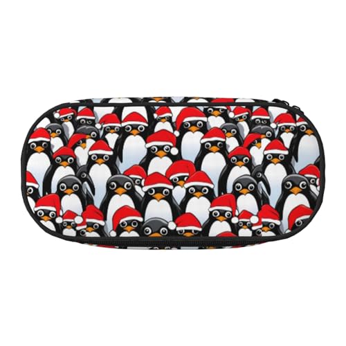 BREAUX Federmäppchen mit weihnachtlichem Pinguin-Druck, 300D-Oxford-Stoff, Doppelkopf-Reißverschluss, Kosmetik- und Organizer von BREAUX