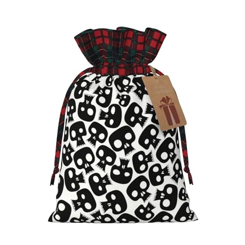 BREAUX Geschenktasche mit Totenkopf-Aufdruck, Geschenktasche, Kordelzug-Stil, Urlaubsparty-Zubehör, Schwarz , 1 Count (Pack of 1) von BREAUX