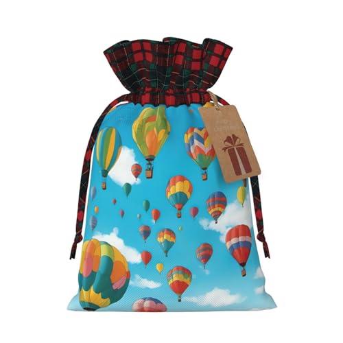 BREAUX Geschenktasche mit bunten Luftballons, blauer Himmel, Geschenktasche mit Kordelzug, Urlaubsparty-Zubehör, Schwarz , 1 Count (Pack of 1) von BREAUX