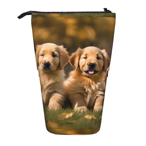 BREAUX Golden Retriever Federmäppchen, vertikal, einziehbar, modische Geldbörse, multifunktionale Aufbewahrungstasche von BREAUX