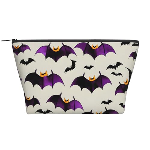 BREAUX Halloween Flying Purple Fledermäuse Print Make-up Reißverschluss Reisetasche Täglicher Organizer Reisetasche Kosmetiktasche 15,9 x 7,1 x 12,9 cm, Halloween fliegende lila Fledermäuse, von BREAUX