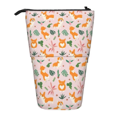 BREAUX Kleine Größe, Corgi-Druck, vertikal, einziehbares Federmäppchen, modische Geldbörse, multifunktionale Aufbewahrungstasche von BREAUX