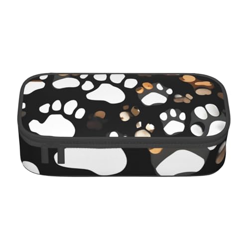 BREAUX Kosmetiktasche mit Hundepfotenabdruck, großes Fassungsvermögen, Kulturbeutel, Schreibwaren-Organizer, Schwarz, Einheitsgröße, Blumenmuster, Schwarz , Einheitsgröße, Blumenmuster von BREAUX