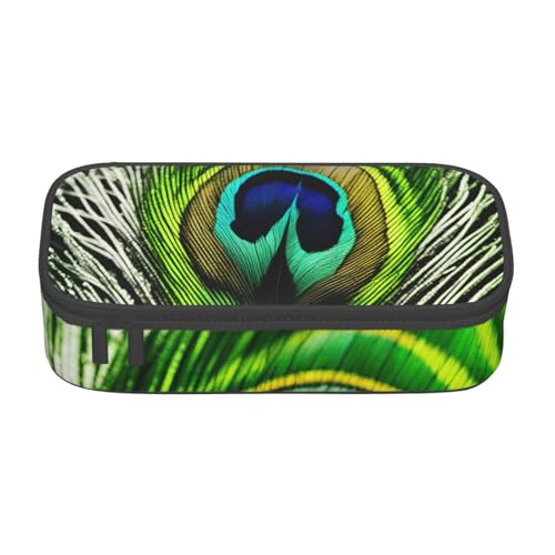 BREAUX Kosmetiktasche mit Pfauenfeder-Motiv, großes Fassungsvermögen, Kulturbeutel, Schreibwaren-Organizer, Schwarz, Einheitsgröße, Blumenmuster, Schwarz , Einheitsgröße, Blumenmuster von BREAUX