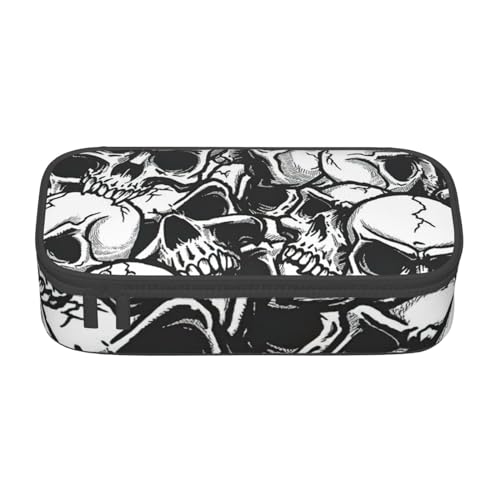 BREAUX Kosmetiktasche mit Totenkopf-Muster, große Kapazität, Kulturbeutel, Schreibwaren-Organizer, Schwarz, Einheitsgröße, Blumenmuster, Schwarz , Einheitsgröße, Blumenmuster von BREAUX