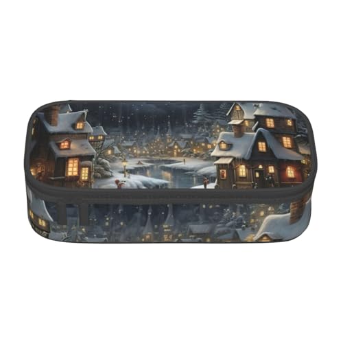 BREAUX Kosmetiktasche mit Weihnachtsmotiv, großes Fassungsvermögen, Kulturbeutel, Schreibwaren-Organizer, Schwarz, Einheitsgröße, Blumenmuster, Schwarz , Einheitsgröße, Blumenmuster von BREAUX