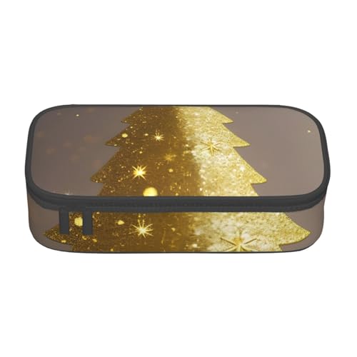 BREAUX Kosmetiktasche mit goldenem Glitzer-Weihnachtsbaum bedruckt, große Kapazität, Kulturbeutel, Schreibwaren-Organizer, Schwarz, Einheitsgröße, Blumenmuster, Schwarz , Einheitsgröße, Blumenmuster von BREAUX
