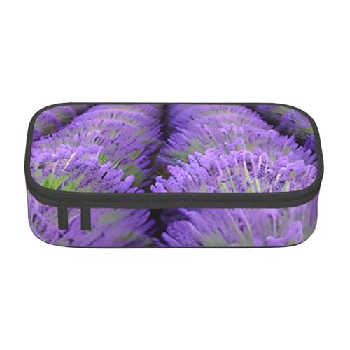 BREAUX Kosmetiktasche mit romantischem Lavendel-Druck, großes Fassungsvermögen, Kulturbeutel, Schreibwaren-Organizer, Schwarz, Einheitsgröße, Blumenmuster, Schwarz , Einheitsgröße, Blumenmuster von BREAUX