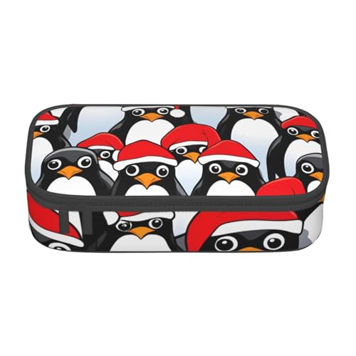 BREAUX Kosmetiktasche mit weihnachtlichem Pinguin-Motiv, bedruckt, große Kapazität, Kulturbeutel, Schreibwaren-Organizer, schwarz, Einheitsgröße, Blumenmuster, BD004, Schwarz , Einheitsgröße, von BREAUX