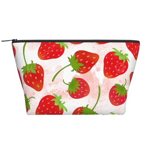 BREAUX Make-up-Tasche mit Reißverschluss und Erdbeer-Druck, Tages-Organizer, Reisetasche, Kosmetiktasche, 15 x 7 x 12 cm, Erdbeere, Einheitsgröße, erdbeere, Einheitsgröße von BREAUX