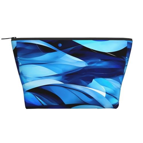 BREAUX Make-up-Tasche mit abstraktem blauem Aufdruck, Reißverschluss-Organizer-Tasche, Reise-Handtasche, modische Make-up-Tasche, abstraktes Blau, Einheitsgröße, Abstraktes Blau, Einheitsgröße von BREAUX