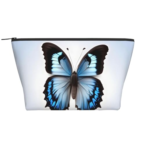 BREAUX Make-up-Tasche mit blauem Schmetterlings-Aufdruck, Reißverschluss-Organizer-Tasche, Reise-Handtasche, modische Make-up-Tasche, blauer Schmetterling, Einheitsgröße, blau mit schmetterlingen, von BREAUX