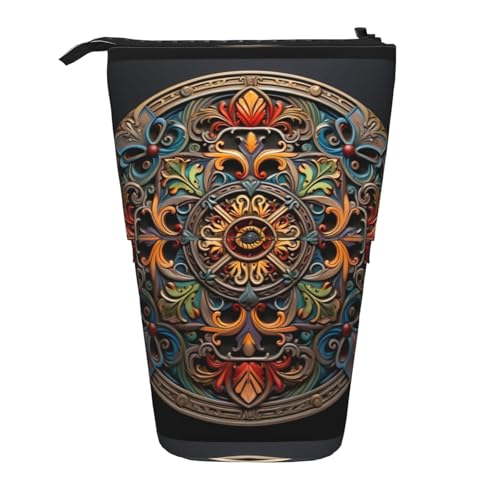 BREAUX Medallion Multi Print Vertikales einziehbares Federmäppchen, modische Geldbörse, multifunktionale Aufbewahrungstasche von BREAUX