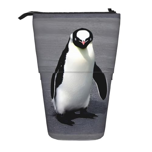 BREAUX Niedliches Federmäppchen mit Pinguin-Druck, vertikal, einziehbar, modische Geldbörse, multifunktionale Aufbewahrungstasche von BREAUX