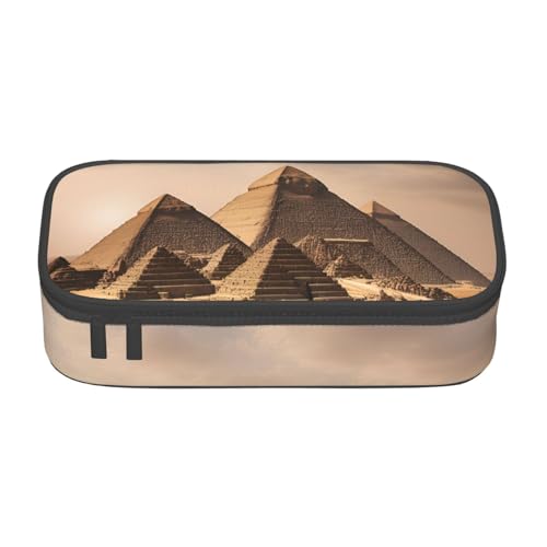 BREAUX Pyramids of Egypt bedruckte Kosmetiktasche mit großem Fassungsvermögen, Kulturbeutel, Schreibwaren-Organizer, Schwarz, Einheitsgröße, Blumenmuster, Schwarz , Einheitsgröße, Blumenmuster von BREAUX