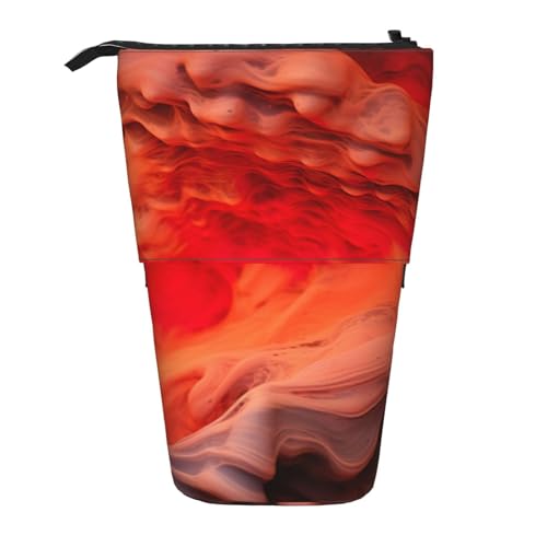 BREAUX Rotes abstraktes marmorgraues Federmäppchen, vertikal, einziehbar, modische Geldbörse, multifunktionale Aufbewahrungstasche von BREAUX