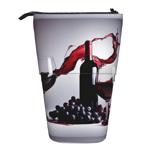 BREAUX Rotwein-Druck, vertikales einziehbares Federmäppchen, modische Geldbörse, multifunktionale Aufbewahrungstasche von BREAUX