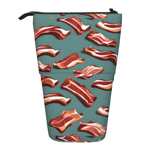 BREAUX Streaky Bacon Teleskop-Federmäppchen mit Speckmuster, geeignet für multifunktionale Make-up-Tasche und Geldbörse, Schwarz, One Size, modisch, Schwarz , Talla única, Modisch von BREAUX