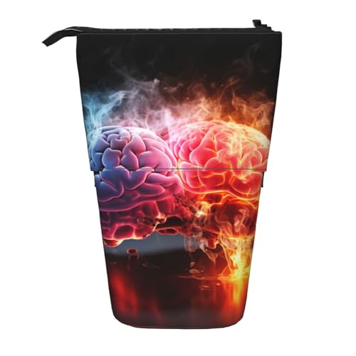 BREAUX Teleskop-Federmäppchen für linke und rechte Gehirnhälfte, passend für multifunktionale Make-up-Tasche, Aufbewahrungstasche und Geldbörse, Schwarz, One Size, Modisch von BREAUX