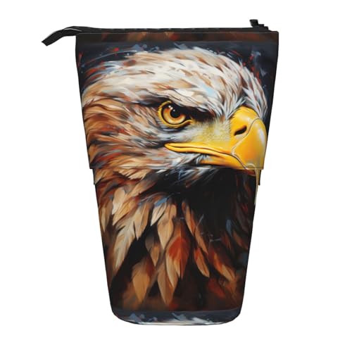 BREAUX Teleskop-Federmäppchen mit Adler-Aufdruck, passend für multifunktionale Bleistift-Make-up-Tasche, Aufbewahrungstasche und Geldbörse, Schwarz, One Size, Modisch von BREAUX