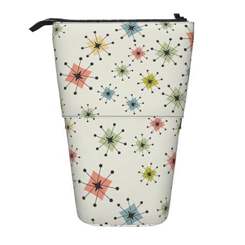 BREAUX Teleskop-Federmäppchen mit Atomic-Stern-Muster, passend für multifunktionale Bleistift-Make-up-Tasche, Aufbewahrungstasche und Geldbörse, Schwarz, One Size, Modisch von BREAUX