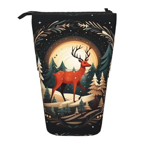 BREAUX Teleskop-Federmäppchen mit Aufschrift "Merry Christmas", geeignet für multifunktionale Make-up-Tasche, Aufbewahrungstasche und Geldbörse, Schwarz, One Size, Modisch von BREAUX