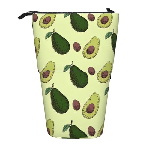 BREAUX Teleskop-Federmäppchen mit Avocado-Frucht-Druck, geeignet für multifunktionale Bleistift-Make-up-Tasche, Aufbewahrungstasche und Geldbörse, Schwarz, One Size, Modisch von BREAUX