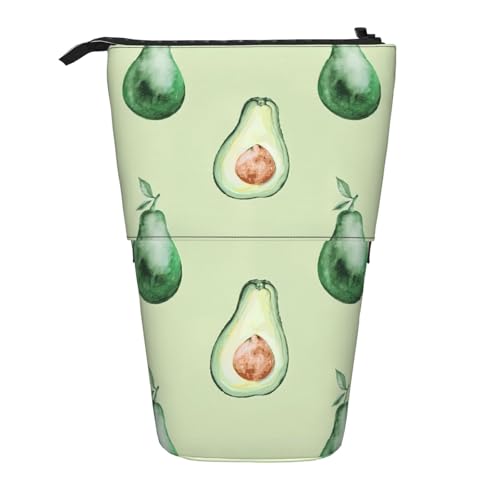 BREAUX Teleskop-Federmäppchen mit Avocado-Muster, passend für multifunktionale Bleistift-Make-up-Tasche, Aufbewahrungstasche und Geldbörse, Schwarz, One Size, Modisch von BREAUX