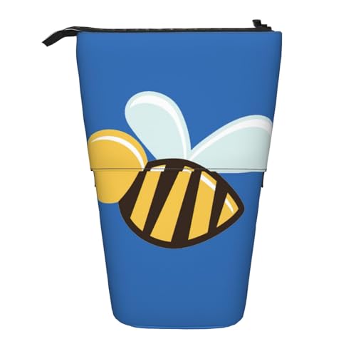 BREAUX Teleskop-Federmäppchen mit Cartoon-Bienen-Druck, geeignet für multifunktionale Bleistift-Make-up-Tasche, Aufbewahrungstasche und Geldbörse, Schwarz, One Size, Modisch von BREAUX
